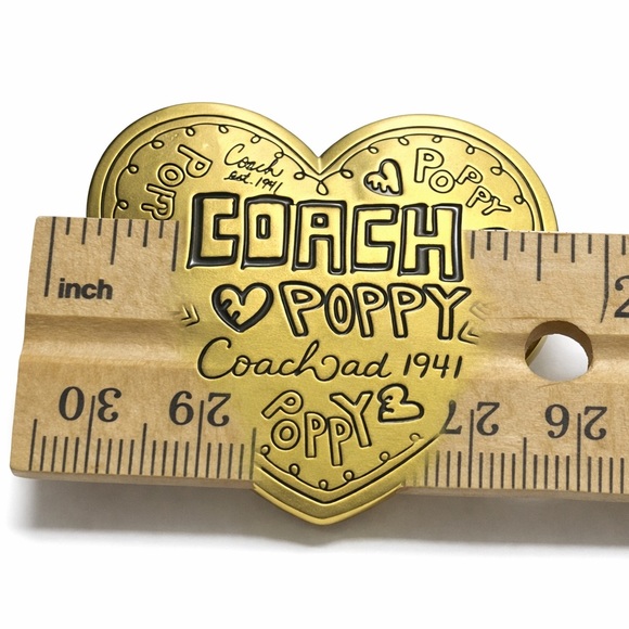 Poppy Heart Belt Buckle Gold Tone Rare EUC - Picture 3 of 3